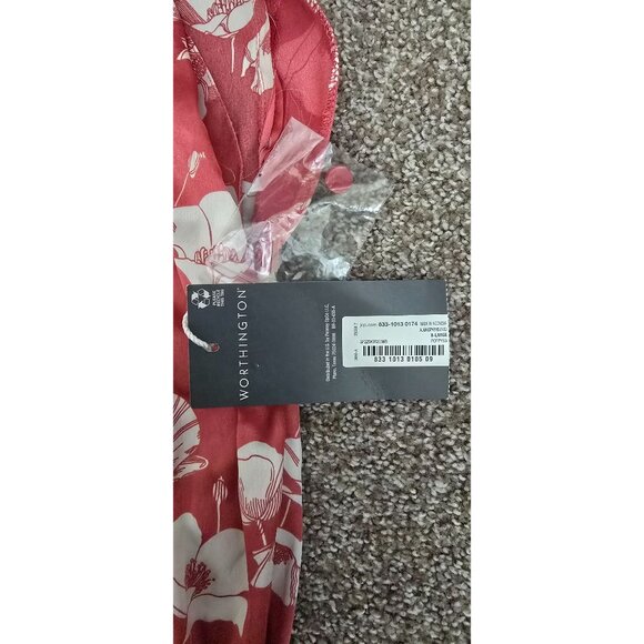 Worthington Womens Floral Pink & White Blouse Size XL - Picture 4 of 7